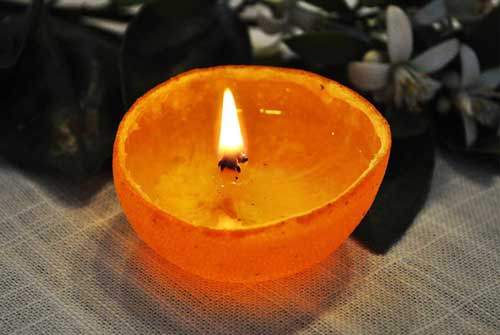 orange homemade candle